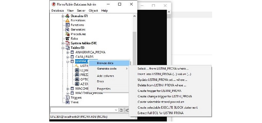 Creare una tabella su Database Firebird con Flamerobin  